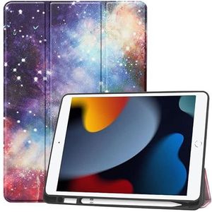 CoreParts Cover voor iPad 6/7/8 2019-2021 voor iPad 7/8/9 (2019-2021), W126439147 (voor iPad 7/8/9 (2019-2021) 10,2 inch Tri-fold Caster TPU Cover Built-in S-penhouder met Auto Wake)