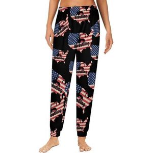 Amerikaanse worstelen kaart vlag dames pyjama lounge broek elastische tailleband nachtkleding bodems print