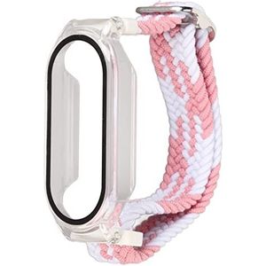 Nylon Horlogeband Party Stijlvolle Draagbare Verstelbare Veilige Horlogeband Beschermhoes voor Wandelen (Roze wit en transparant hoesje)