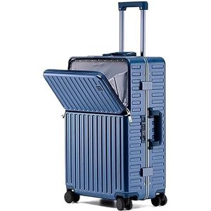 Trolleykoffer Reiskoffer Koffers Met USB-poort Bagage Opladen Voor Zakenreizen Koffers Met Hoge Capaciteit Lichtgewicht Koffer (Color : Blu, Size : 20inch)