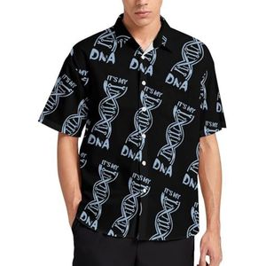It's My DNA Zomerhemden voor heren, casual, korte mouwen, button-down blouse, strandtop met zak, 2XL