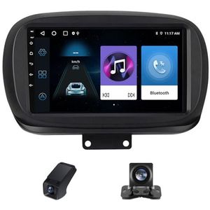 Android autoradio 2 Din geldt voor Fiat 500X 2014-2020 met Draadloze Carplay Android Auto GPS Navi WiFi 9 inch met Bluetooth FM/RDS+ Achteruitrijcamera/Stuurwielbediening(C10)