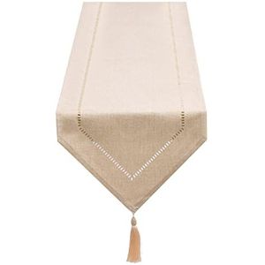 SANLEHAUSE Tafelloper, linnen, beige, 32 x 275 cm, tafelloper, linnenlook, tafelloper, effen, modern, onderhoudsvriendelijk, tafelloper voor eettafel, salontafel, restaurant, decoratie