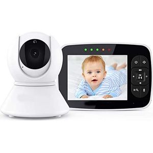 Babyfoon, babyfoon met camera en audio, 3,5 inch display, 360 graden 1080p camera, nachtzicht, tweerichtingsgesprek, slaapliedje, 960 meter bereik 2,4 GHz draadloze transmissie VOX-modus.