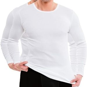 HERMKO 3640 2-pack herenshirt met lange mouwen (meer kleuren) van 100% biologisch katoen, wit, XL