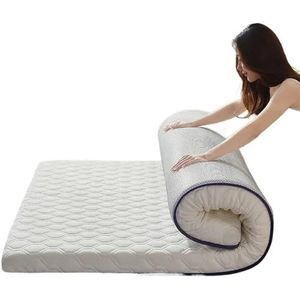 LPHFDCS Latex matrastopper verdikt opvouwbaar latex matras voor thuis slaapzaal hotel antislip één, tweepersoons, katoenen mat kussen, tatami voor kingsize bed, latexmatras (wit 6 cm, 190 x 150 cm)