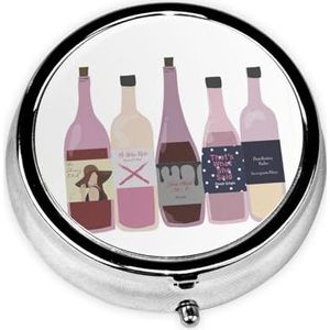 Pillendoos Leuke Wijnen Fles Ronde Pil Case 3 Compartiment Geneeskunde Pil Organizer Leuke Pil Organizer Draagbare Reizen Pillendoos Geneeskunde Vitamine Kabeljauw Leverolie Opbergdoos Unieke Gift