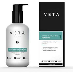 VETA - Stimulerende shampoo tegen haarverlies - Vrij van parabenen, sulfaten, ftalaten en siliconen – Herstelt de haargroeicyclus - 1% Trichogen and 1% Follicusan - 250 ml