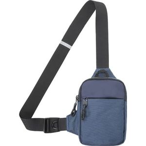 Borst Tas Voor Mannen Multi-Pockets Crossbody Sling Bag Bum Bag Strap Nylon Eenvoudige Draagbare Waterdichte Ademend Voor Vakantie, Blauw, Medium, Oversized