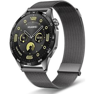 GIOPUEY Band compatibel met HUAWEI Watch GT 4 46 mm, gevlochten roestvrijstalen band [slijtvast] [licht] - titaniumgrijs