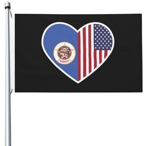Strandvlaggen I Love America en Minnesota 90 x 150 cm Yard Vlag met oogjes Binnenplaats Vlag Grappige Boerderij Vlag Decoratie Voor Slaapzaal Outdoor Parades