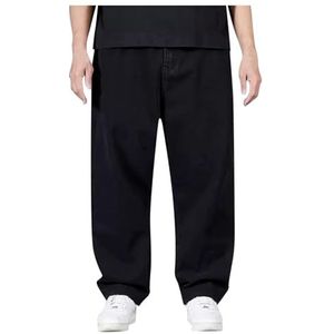 Baggy Stretchjeans For Heren, Comfortabele Herenjeans, Brede Pasvorm Skater Hiphop Skateboard Casual Losse Denim Broek In Y2K Streetwear Stijl(Noir,48)