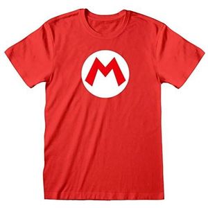 SUPER MARIO M heren T-shirt, korte mouwen, rood, M, 100% katoen, regular/standaard