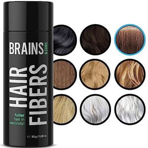 Brains & Son Strooihaar, premium haarverdichting/haarpoeder met direct effect bij geheime raadhoeken, haaruitval en licht haar, haarpoeder, 25 g (blond)