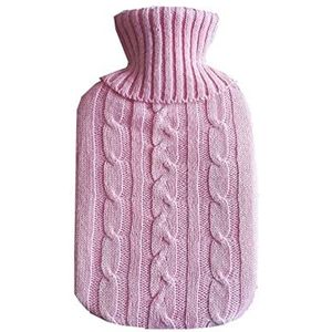 DieffematicRSD Warmwaterkruik Gebreide Warmwaterzak Cover Verwijderbare Warmwaterfles Case Cover Wasbare Anti-Brandwonden Hand Warmer Fles Cover (Color : Pink)