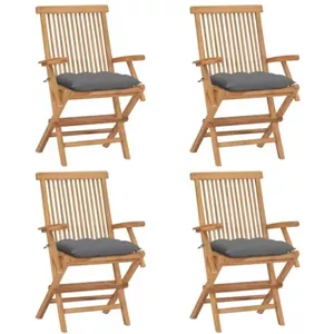 vidaXL Klapstoelen - Set van 2 - Teakhout - Crèmewit Tuinstoel - Teak Hout - Klapstoel