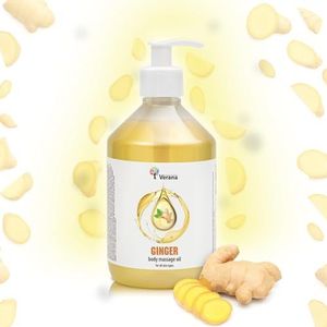 Verana Massageolie Gember, Natuurlijk, Alle Huidtypes, Effectief bij lichaamsvormingsprogramma's, Anticellulitis, Vermindert rimpels, Verjongend, Verwarmend effect, Aromatherapie (500ml)