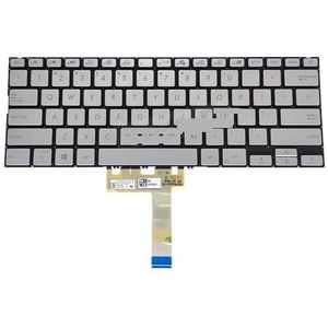 Amerikaans Hebreeuws toetsenbord voor ASUS voor Vivobook S14 S432 S432FA S432FL Engels met achtergrondverlichting, zilver 0KNB0 212GUS00(US no backlit)