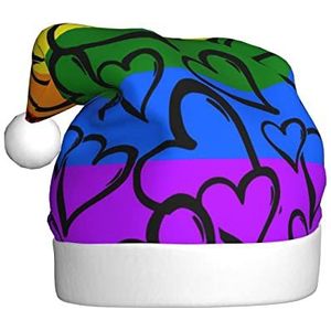 COMAAM Gay Pride Regenboog Patroon Volwassen Pluche Kerstmuts Kerst Decoratieve Hoed Geschikt Voor Nieuwjaar Feestbenodigdheden
