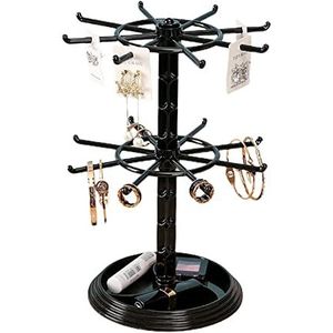 2 Tier Roterende Sieraden Display Rack Zwarte Sieraden Boom Stand Organizer Roterende Spinner Rack Ketting Oorbellen Sieraden Display Stand voor Meisjes Vrouwen