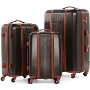 FERGÉ 3-delige koffer-set Reisbagage MILANO premium harde spinner premium bagage-koffer bruin