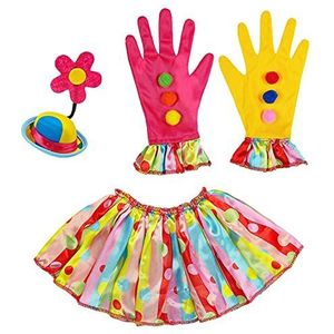 Widmann 29343 29343 Kostuumset clown, minhoed, kraag en 1 paar handschoenen, accessoires, carnaval, verkleding, themafeest, verjaardag, circus, uniseks, volwassenen, meerkleurig, eenheidsmaat