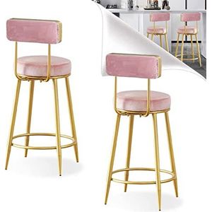 AADDFDD Barkrukken Barstoelen Moderne Barkrukken Set van 2, 25,6 inch toonhoogte barstoelen met rug fluwelen armloze keuken eiland barkrukken met gouden poten voor eetkamer coffeeshop-groen