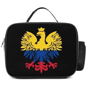 Colombia Vlag met Poolse adelaar geïsoleerde lunchbox grappige koeler draagtas afneembaar herbruikbaar draagbaar voor kantoor picknick wandelen strand