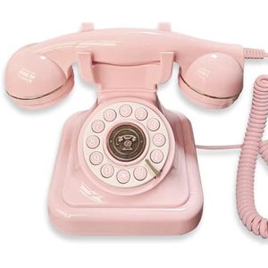 Vocdikficy Retro Stijl Bedraad -Telefoon Inpluggen Thuis Vaste Lijn Klassieke Vaste Lijn Telefoon Roze