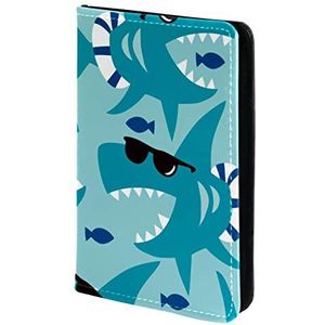 Blauwe zonnebril Shark Paspoort houder, Paspoort Cover, Paspoort Wallet, Travel Essentials, Meerkleurig, 11.5x16.5cm/4.5x6.5 in
