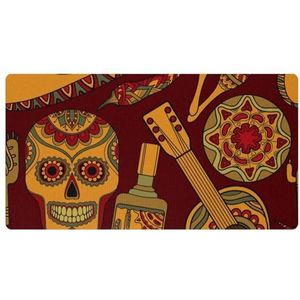 VAPOKF Mexicaanse schedel gitaar cactus chili keuken mat, antislip wasbaar keuken vloer tapijt, absorberende keuken mat loper tapijt voor keuken, hal, wasruimte