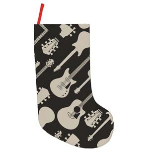 ASFgda Gepersonaliseerde Kerst Gitaar Patroon Print Kousen,18 Inches Opknoping Kousen Voor Vakantie Kerstfeest Familie Decor