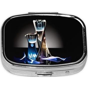 Vierkante pillendoos parfumfles - 2 compartimenten medicijnpillenetui, waterdicht, zak pillenorganizer, draagbaar, voor zak- of portemonneepillendozen