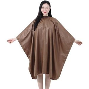 TXLEAPEY Kapperscape voor volwassenen, waterdicht, woonkamer, kapsel, kappers, cape, jurk, stof voor kapsalon en thuisgebruik (bruin)