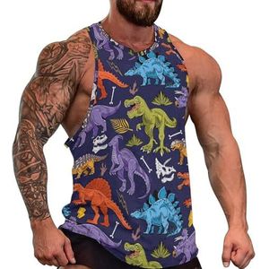 Fashion Dinosaurs Heren Tank Top Grafische Mouwloze Bodybuilding Tees Casual Strand T-Shirt Grappige Gym Spier