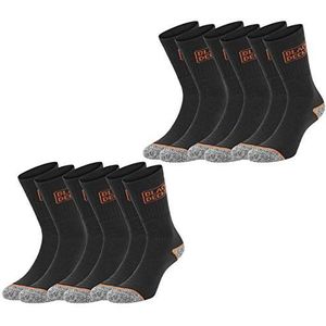 Black+Decker Unisex heren dames werksokken Essential Work Crew sokken 6-pack zwart grijs melange 39-42 43-46 47-49 katoen