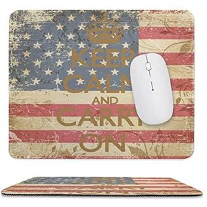 Keep Calm And Carry on Amerikaanse vlag muismat antislip muismat rubberen basis muismat voor kantoor laptop thuis 9,8 x 11,8 inch