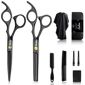9 Stks Professioneel Kapsel Kit, Kappers Scharen en Accessoires, Kam, Kaap, Clips, Zwart