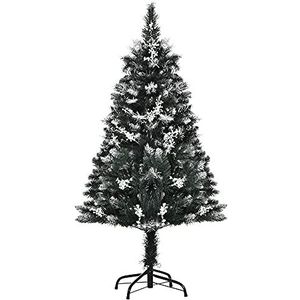 HOMCOM kunstkerstboom 1,2 m kerstboom gedompeld in sneeuw design kerstboom 222 takken vlamvertragend PVC donkergroen Ø60 x 120 cm