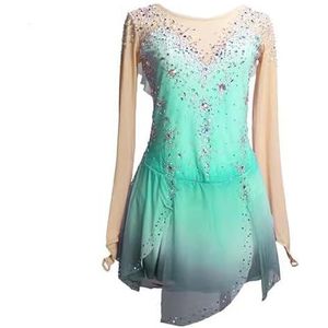 Groen,11/13,PONNYC Wedstrijd Kleding Voor Meisjes Voor Schaatsen Kunstschaats Kostuums Met Kleurverloop Rhythmische Gymnastiekpakjes Rolschaats Kleding Met Glanzende Strass