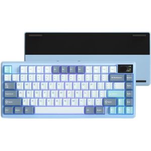 QPSJXN CNC aluminium K75 Pro -toetsenbord met drie modi Hot Swap Switches Flex snijdt PCB- en ruisdempende kussens (blauw)