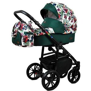 Kinderwagen 3 in 1 complete set met autostoeltje Isofix babybad babydrager Buggy Colorlux Black van ChillyKids Chili 3in1 (inclusief autostoeltje)