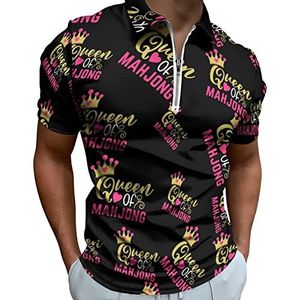 Mahjong Queen Half Zip Up Polo Shirts Voor Mannen Slim Fit Korte Mouw T-shirt Sneldrogende Golf Tops Tees S