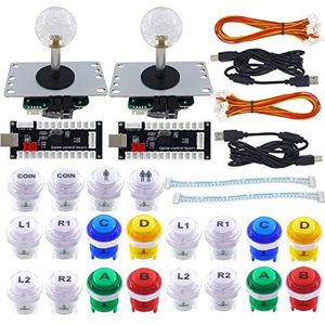 SJ@JX Arcade Game Controller DIY Kit 2 Player Zero Delay USB Encoder Microswitch Button Joystick Controller for Retro Raspberry Pi MAME PC