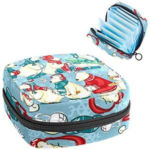 Periode Pouch Draagbare Tampon Opbergtas,Tampon Houder voor Portemonnee Vrouwelijke Product Organizer,Polar Bears, Meerkleurig, 4.7x6.6x6.6 in/12x17x17 cm