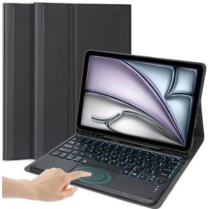 EHLCYS Keyboard Case for iPad Air 6th 11-inch M2 2024, iPad Air 10.9 inch 5th/4th Generation 2022/2020, Magnetisch Afneembaar 7-Kleuren Verlicht Bluetooth-Trackpadtoetsenbord Met Penhouder,zwart