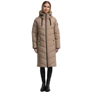 Navahoo Dames winterjas (XS-3XL) - waterafstotend, gedeeltelijk met teddybont, 4 zakken, gewatteerde jas met capuchon, warme jas voor dames - N009, taupe-grijs, S