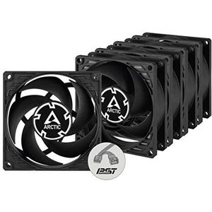 ARCTIC P8 PWM PST (5 Pack) - 80 mm Case Fan PWM Sharing Technology (PST), drukgeoptimaliseerd, zeer behoorlijk motor, computer, ventilatorsnelheid: 200-3000 RPM - zwart