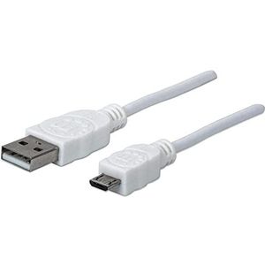 Manhattan 324069 1.8m USB A Micro-USB B Male Male White USB cable
