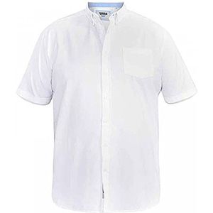 D555 Heren plus size James Basic Oxford shirt met korte mouwen in 5 kleuren 2XL tot 6XL, Wit, XXL